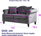 57" Chesterfield Grey Velvet 2-Seater Sofa - Image 2