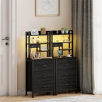 Furnulem Tall Night Stand with 3 Fabric Drawers and LED Lights, Nightstand with - Image 2