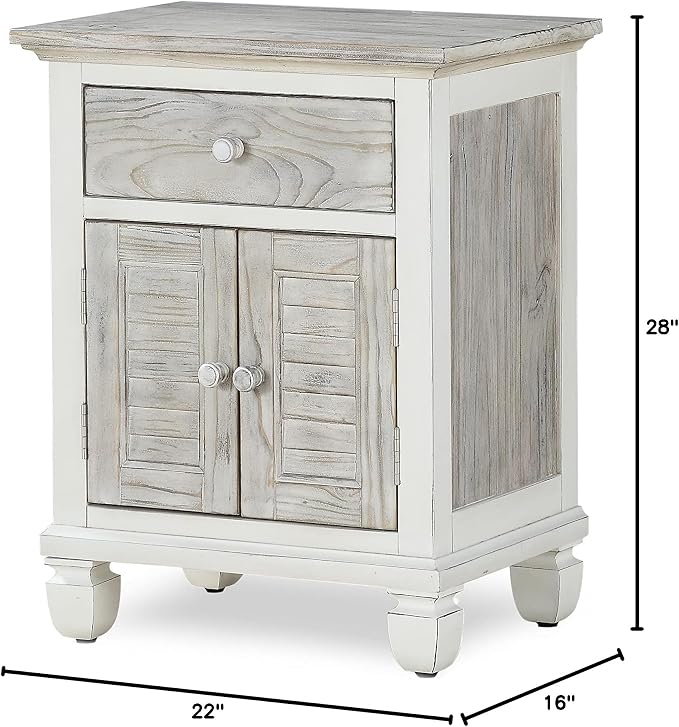 Sea Winds Trading Islamorada Nightstand 1 Drawer 2 Door Two-Tone Distressed - Image 3