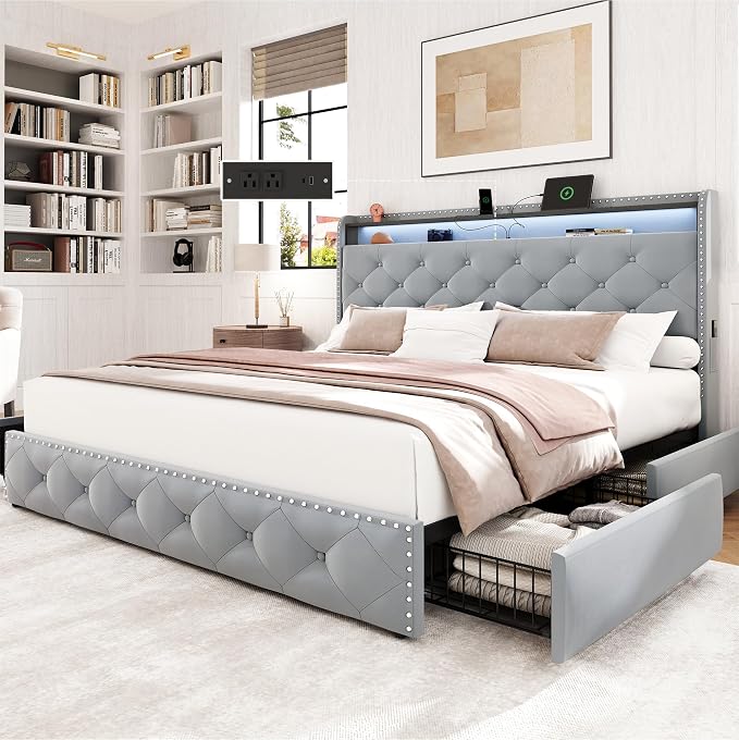 LARMACE Queen Size Bed Frame by LARMACE