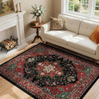 RELEANY Washable Area Rug, Water Repellent, Pet Friendly, Vintage Floral Boho - Image 2