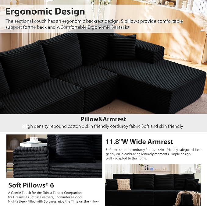 135" Cloud Sectional Couch - Image 4