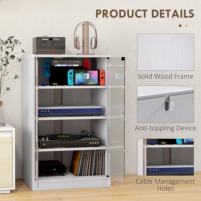 HOMCOM Media Cabinet, 4-Tier Stereo Cabinet - Image 7