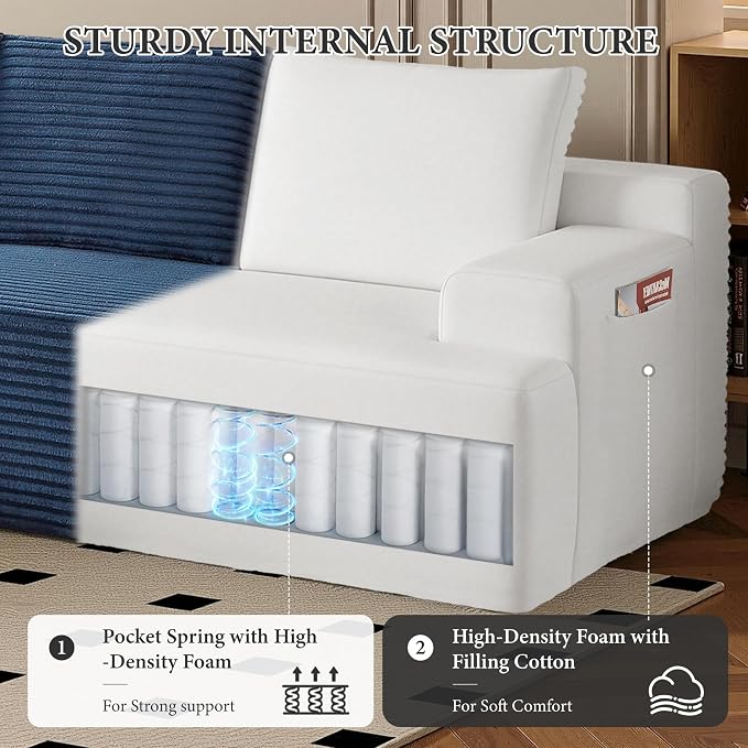 96" Sectional Couches for Living Room Cloud Couch Sofa - Image 4