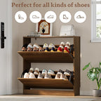 BORNOON Shoe Cabinet with 2 Flip Drawers, Slim Narrow Shoe Storage Cabinet - Image 4