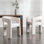 RIVOVA Modern Barrel Dining Chairs Set of 5, Linen Upholstered Accent Side Chair - Image 7