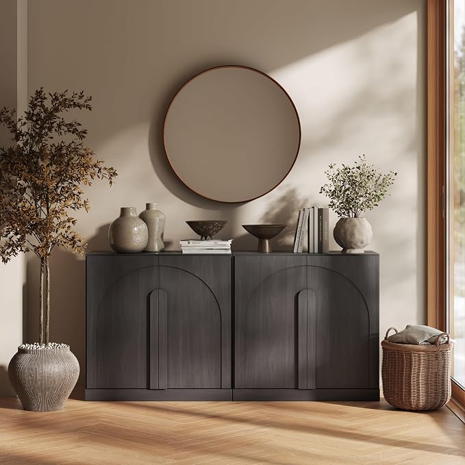 BELLEZE Set of 2 Modern Buffet Cabinets-Large Sideboard Credenza by BELLEZE