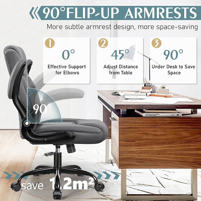 Leather Office Chair, PU Home Computer Desk Chairs - Image 4
