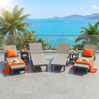 Outdoor Chaise Lounge Chairs Set of 4, 5-Position Adjustable Heavy Duty Tanning - Image 2