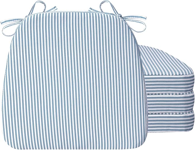 AAAAAcessories D-Shaped Chair Cushions, Machine-Washable Cover, Pinstripe Blue by AAAAAcessories