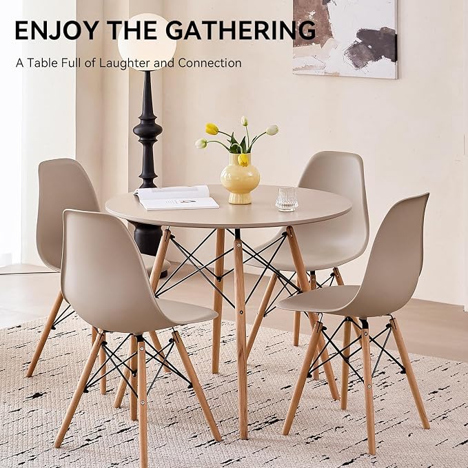 5-Piece Round Dining Table Set, Small 35.5" Kitchen Table Chairs Set of 4 Space - Image 6