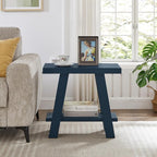 Roundhill Furniture Athens Contemporary Wood Shelf Side Table in Navy Blue - Image 3