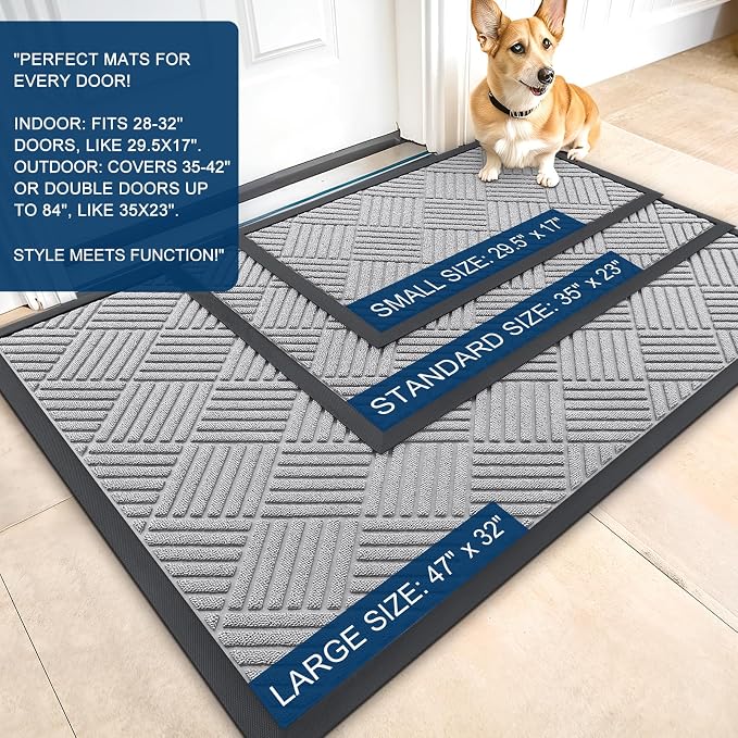 OLANLY Front Door Mat Outside Entrance 35x23, Waterproof Heavy-Duty Doormat | - Image 2