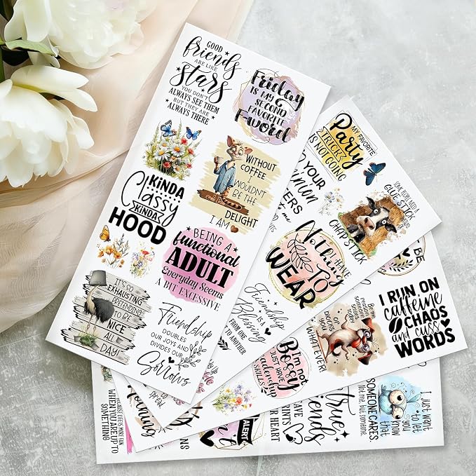 4 Sheets Rub on Transfers for Crafts, Animal Satirical Quotes Furniture - Image 5