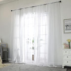 Chyhomenyc White Sheer Curtains 96 inches Long 2 Panels Set | Light Filtering - Image 2