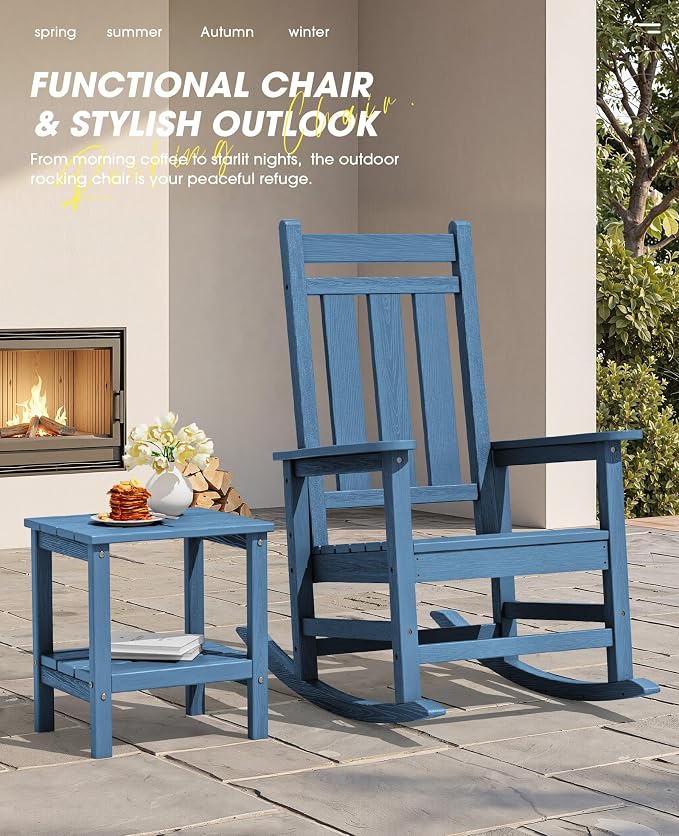KINGYES Oversized Outdoor Rocking Chair Set of 2, All-Weather Patio Rocking - Image 5