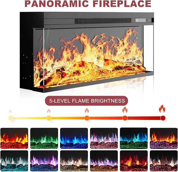 97" Fireplace TV Stand with 36" Electric Fireplace, Farmhouse Entertainment - Image 3
