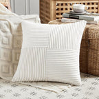 Fancy Homi 2 Packs Cream White Euro Decorative Throw Pillow Covers 26x26 Inch - Image 2