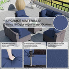 Kullavik 7 Pieces Outdoor Patio Furniture Set, Sectional Rattan Sofa Set Brown - Image 3