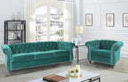 RARZOE Modern 2 Pieces Living Room Sofa Set, Contemporary Tufted Button Velvet by RARZOE