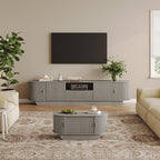 Fluted TV Stand and Coffee Table Set of 2, 86.6'' TV Console by ukaocai