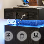 LIKIMIO Night Stand Set of 2, Modern Black Nightstand - Image 4