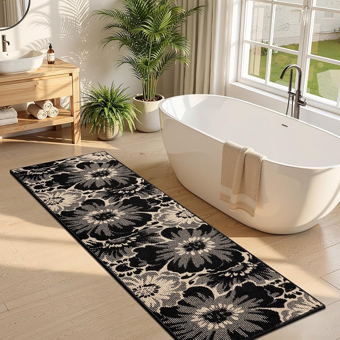 Findosom Hallway Runner Rug 2x7, Non Slip High-Low Textured Floral Washable - Image 9