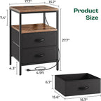 Huuger Night Stand with Charger Station, 27.7 Inch Tall Nightstand, Bed Side - Image 3