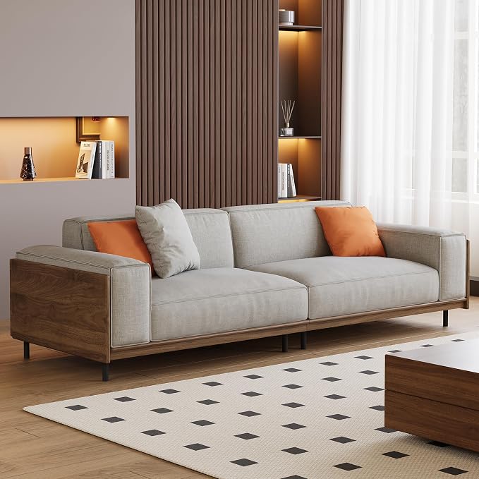 82.67" Mid-Century Modern 3-Seater Fabric Sofa Couch by NessCarsti