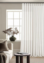 Beige White Pinch Pleat Semi Sheer Linen Curtain W70xL96 1 Panel | Light - Image 6