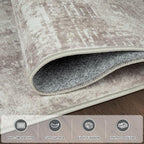 Aelenmu 10x14 Area Rugs for Living Room Dining Room Washable Brown Grey | Soft - Image 4