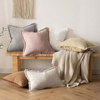 MIULEE Boho Linen Fringe Decorative Throw Pillow Covers White 20x20 | Set of 2 - Image 5