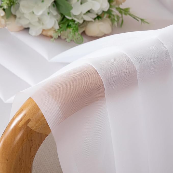 White Sheer Curtains 63 inch Length 2 Panels - Image 4