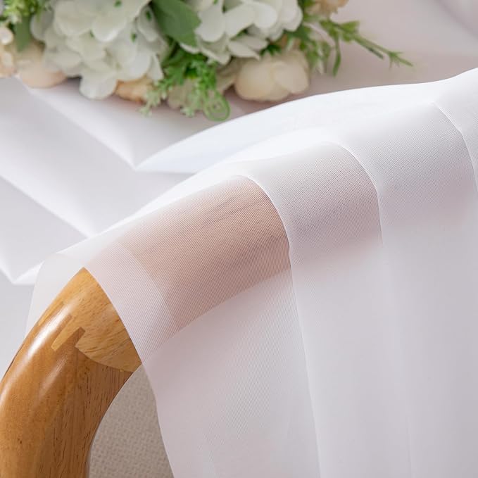 2 Pack White Sheer Curtain Panels - Image 4