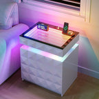 HWB Nightstand with RGB Lights, 3 Drawers Night Stand with Hidden Storage by HWBEnjoywarmhome