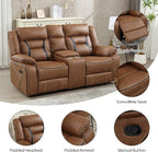 EBELLO Faux Leather Manual Loveseat Recliner, 2 Seat Reclining Sofa Chair - Image 3
