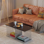 Square Geometry Retro Side Table Prime-Stainless Steel Linear Metal End Table - Image 5