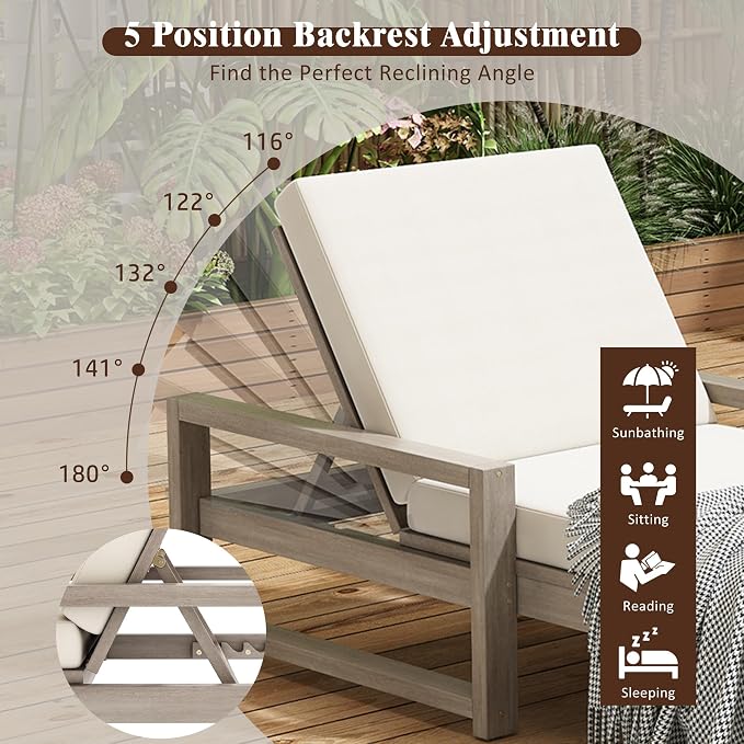 Outdoor Chaise Lounge Chair, Patio Chaise Lounge Recliner - Image 8