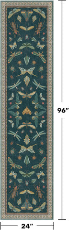 Teal Boho Runner Rug 2x8, Washable Non Skid Kitchen Sink Carpet - Image 2