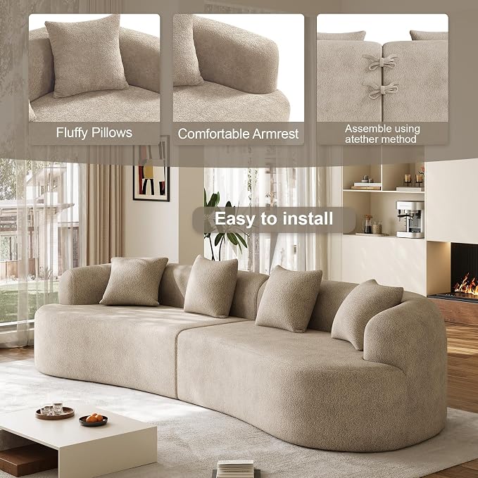 131" Oversized Sectional Sofa for Living Room, Modern Luxury Plush Chenille - Image 8