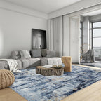 8x10 Area Rugs for Living Room: Washable Abstract Blue Gold Badroom Carpet | - Image 3
