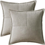 MIULEE Light Grey Corduroy Decorative Euro Sham Pillow Covers 24x24 Inch - Image 6