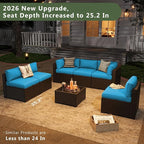 Aoxun 7 Piece Patio Furniture Set, Wicker Rattan Patio Sectional Sofa, Outdoor - Image 2