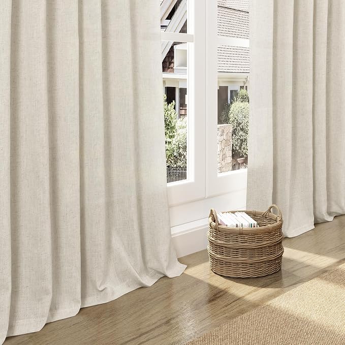 Vanilla Linen Curtains for Living Room 72 Inches Long Luxury Light Filtering - Image 5