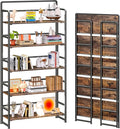 4NM No Assembly Extra Wide 5 Tiers Folding Bookshelf Storage Shelves Vintage by 4NM