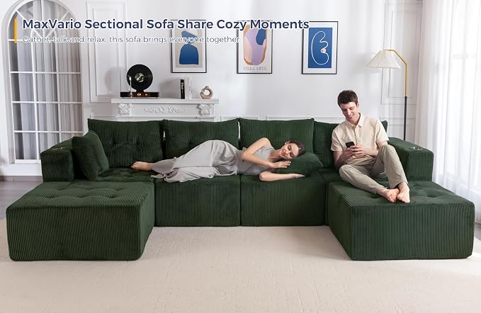 MAXYOYO 129.5" Modular Sectional Sofa Couch, U Shaped Modern Cloud Couch - Image 3