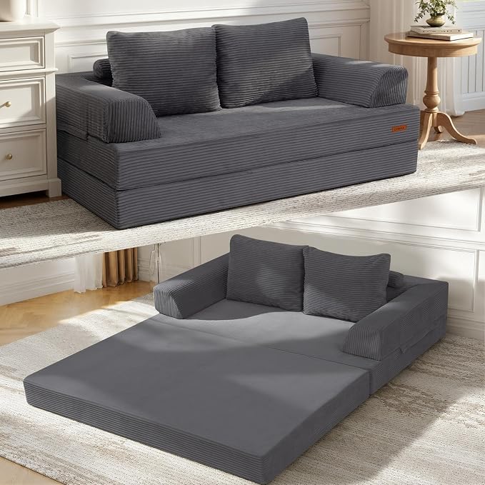 COMAX Convertible Sofa Bed, Folding Floor Couch Corduroy Fold Out Couch Bed by COMAX