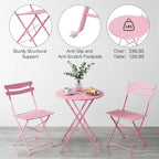 GarveeLife 3 Piece Patio Bistro Set, Folding Patio Bistro Table and Chairs Set - Image 6