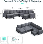 LINSY HOME Sectional Sleeper Sofa Pull Out Couches - Image 2