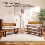 Tiita TV Stand with Storage for TVs up to 65'', Bamboo TV Console Entertainment - Image 3
